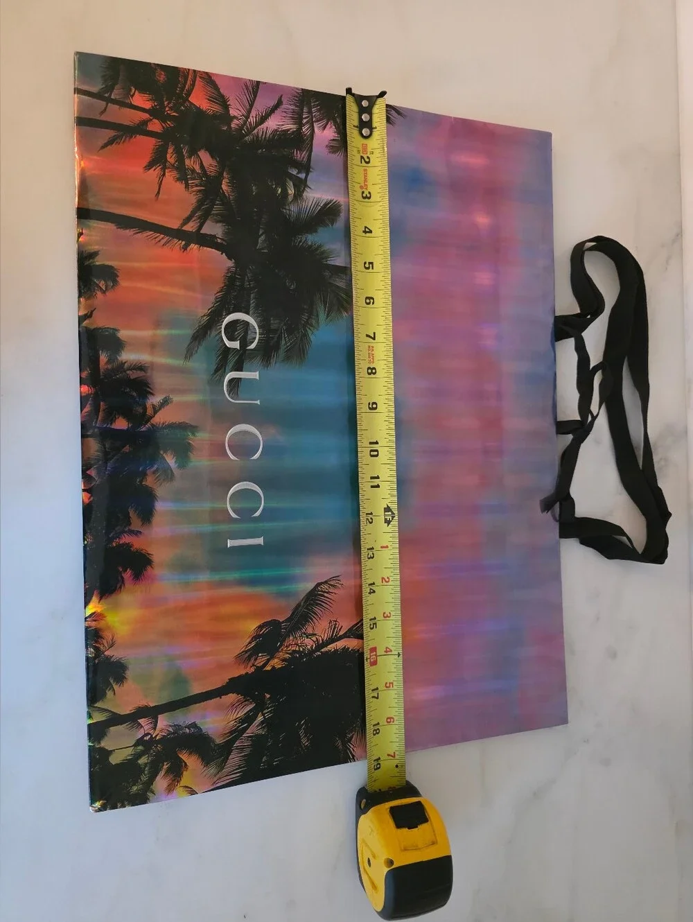 Gucci Large Iridescent Holographic Shopping Gift Bag with Black Handles